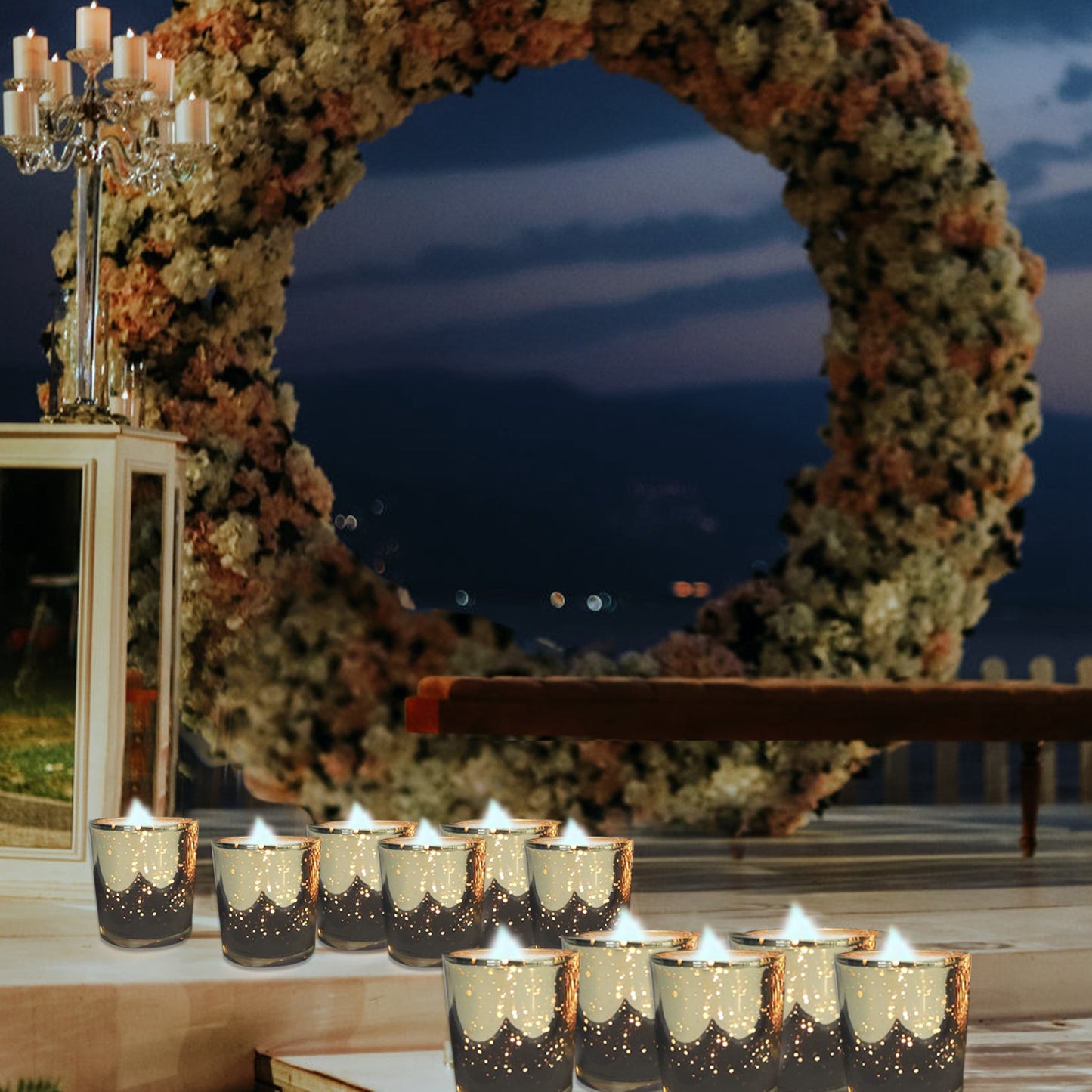 24Pcs Gold Votive Tealights Candle Holders Mercury Glass Shinny Candle Holders For Wedding Birthday Party Home Decoration Table Centerpiece