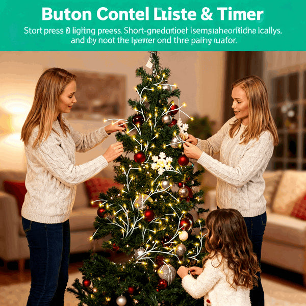 Lighted Birch Garland, 7.87ft 144 LED Warm White Lights With 8 Modes, Remote & Timer, IP45 Waterproof Flexible Branches For Home Decor